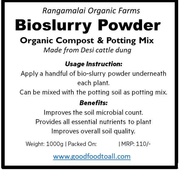 Garden Manure - Enriched Biogas slurry Powder, 1KG